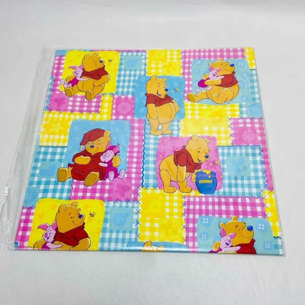 VTG 90s Disney Hallmark Winnie The Pooh‎ Gift Wrap Wrapping Pooh & Piglet Plaid